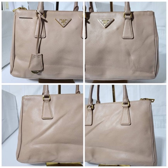 Authentic Prada Saffiano Lux Leather Small Galleria Double Zip Tote Bag Pink - Picture 4 of 12